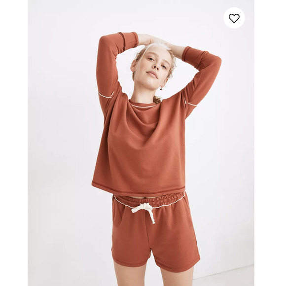 NWT Madewell Brick Red MWL Superbrushed Piped Easygoing Sweatshirt - Picture 6 of 10